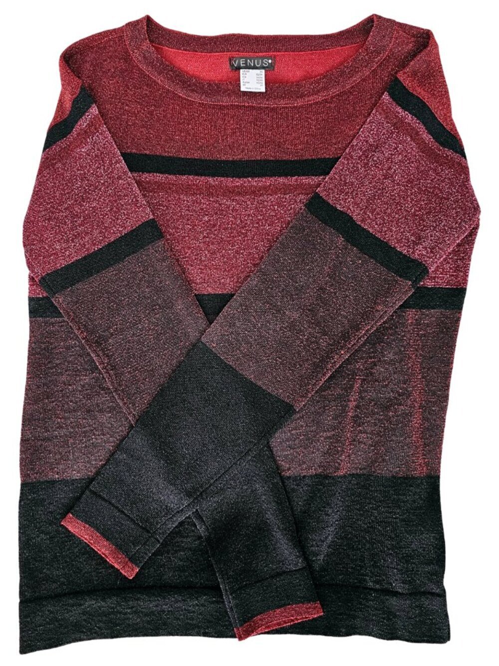 ✨Like New✨ Venus Long-Sleeved Striped Shimmer Lightweight Sweater, Size XS - Picture 4 of 9